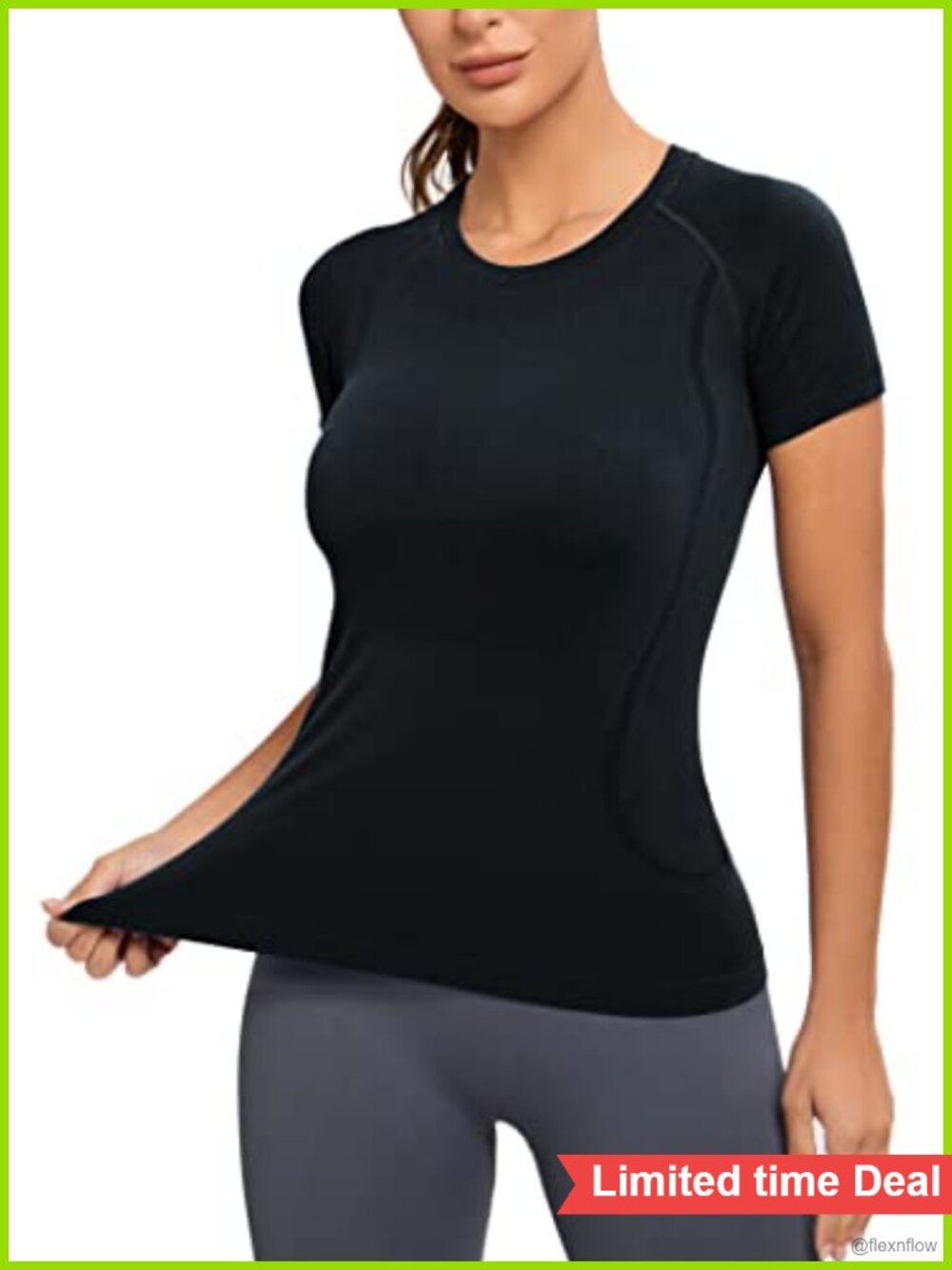 Seamless Workout Shirt Nylon Spandex Crewneck Athletic Tee